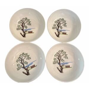 Set of 4 Vintage Early American Santa Anita Ware Modern Americana Bowls 7" x 7"